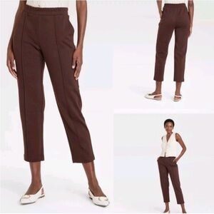 NWT! Women's High- Rise Tapered Ankle Knit Pull on  Pants , Brown A New Day XXL